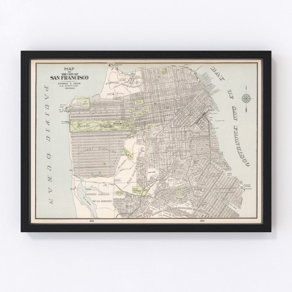 San Francisco Vintage Map 1901