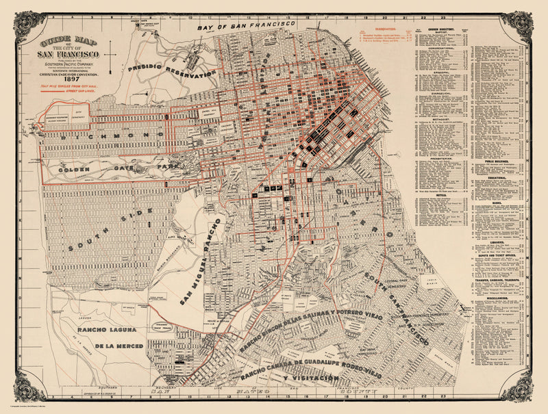 Size comparison using Vintage Map of San Francisco, California 1897