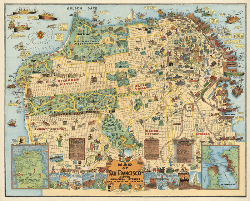 Size comparison using Vintage Map of San Francisco, California 1927