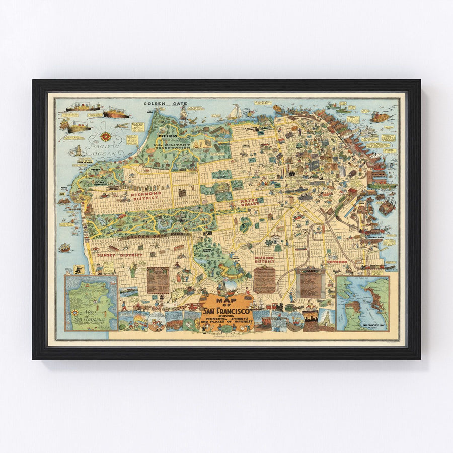 San Francisco Vintage Map 1927