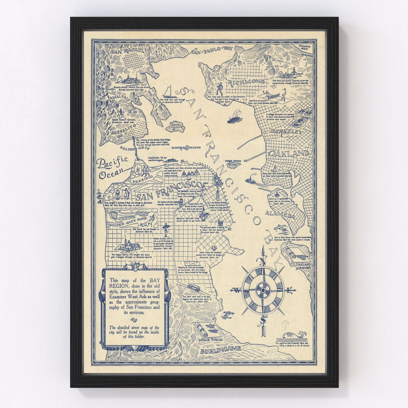 San Francisco Vintage Map 1925