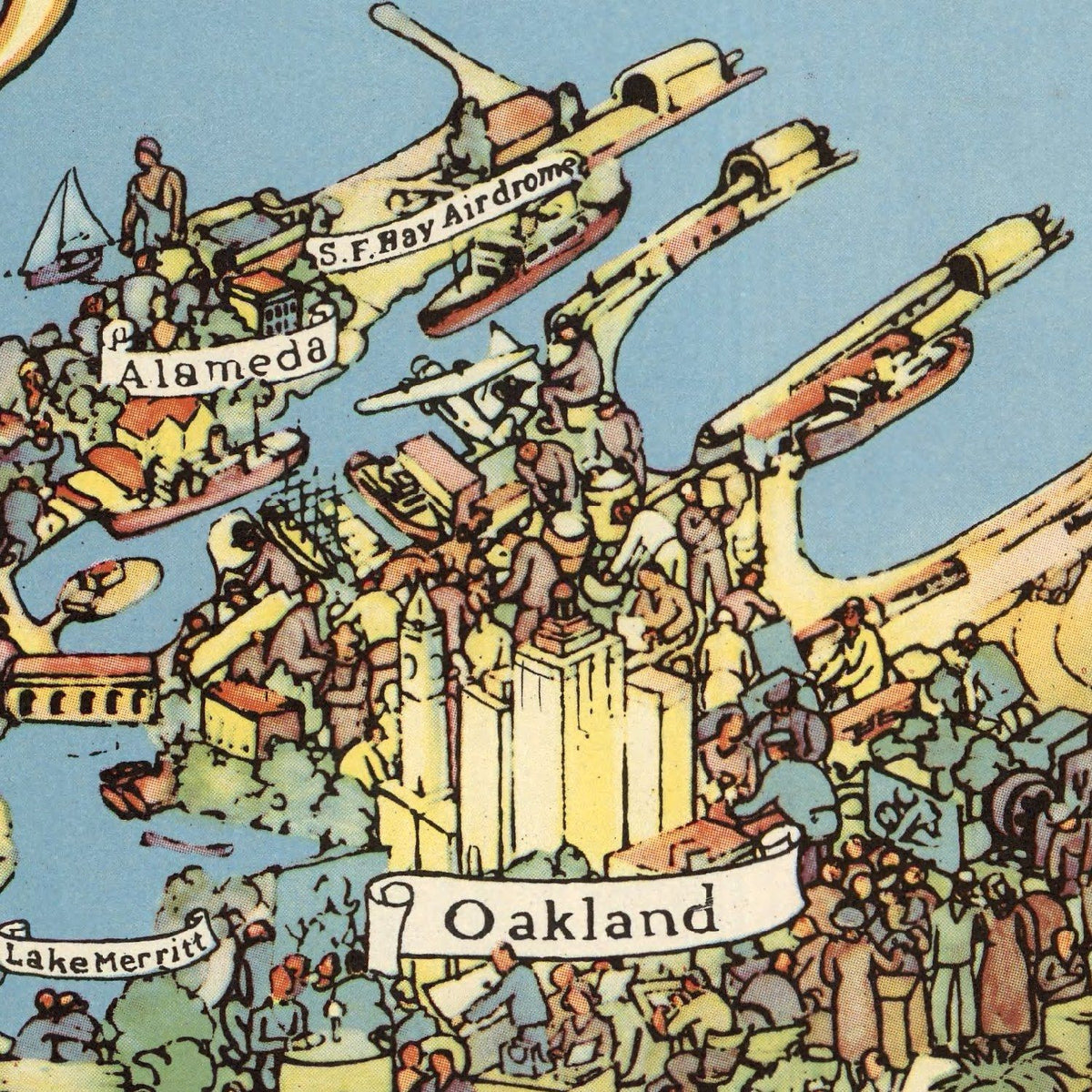 Restored historic details from the 1938 city map of San Francisco, California