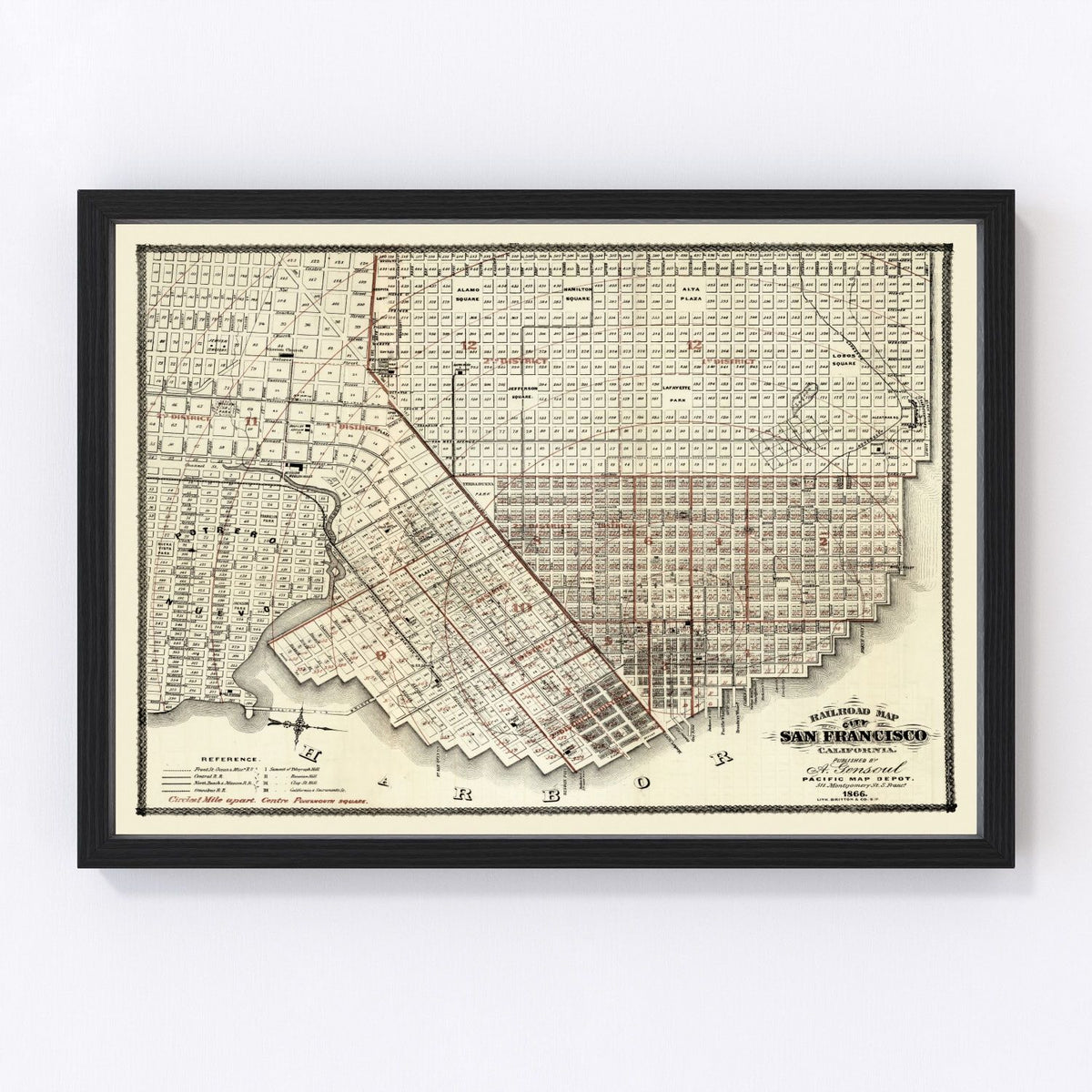 San Francisco Vintage Map 1866