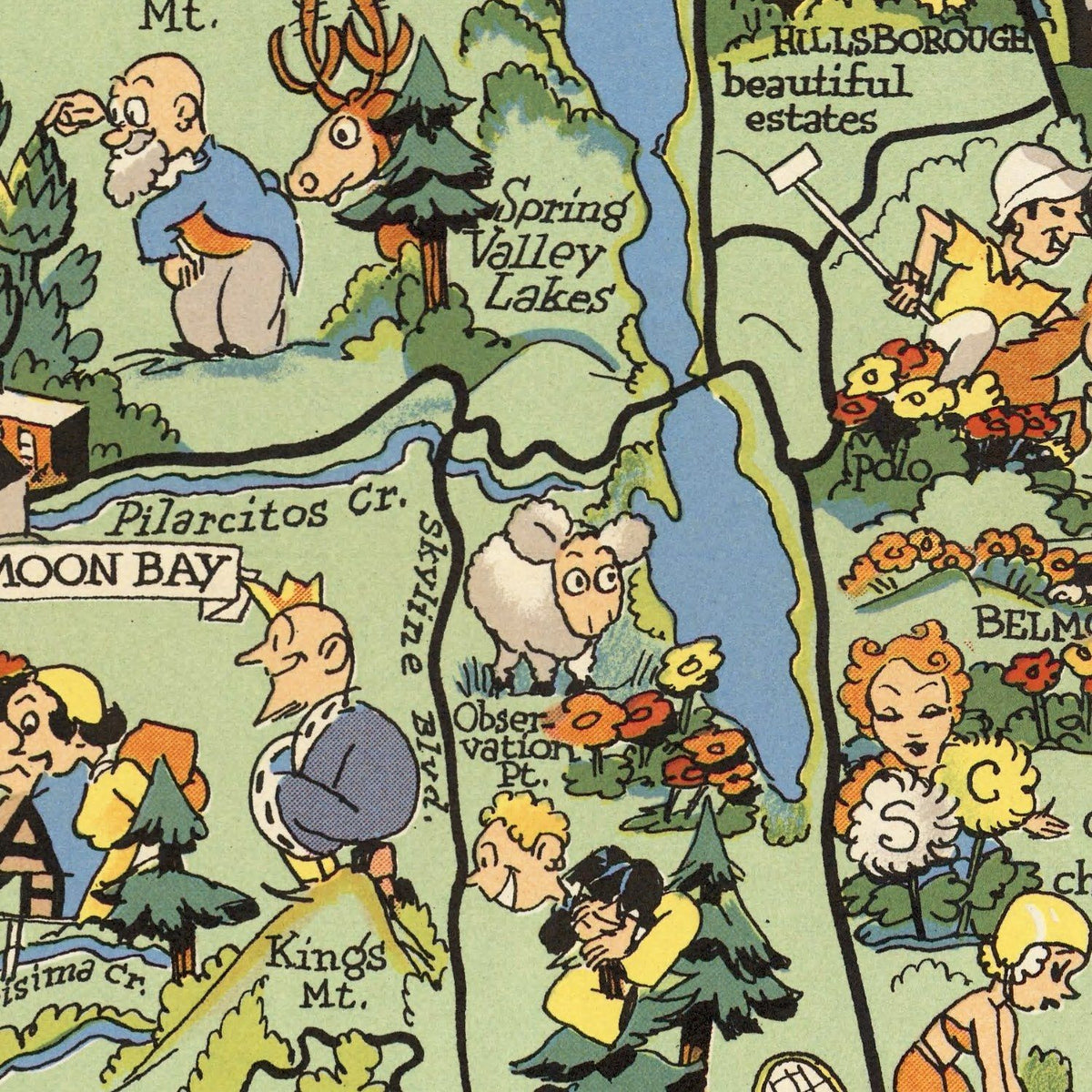 Restored historic details from the 1940 city map of San Francisco, California