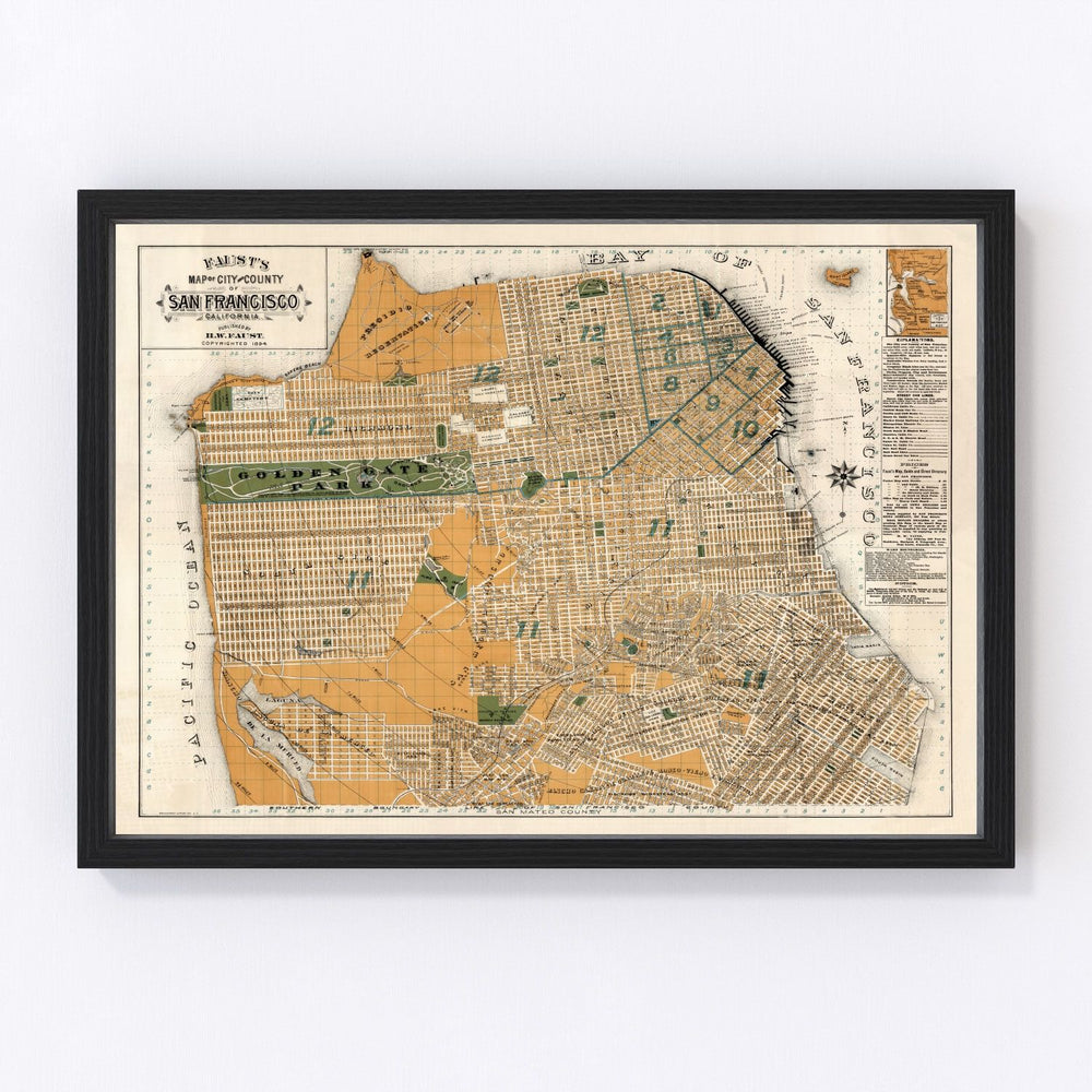 San Francisco Vintage Map 1894