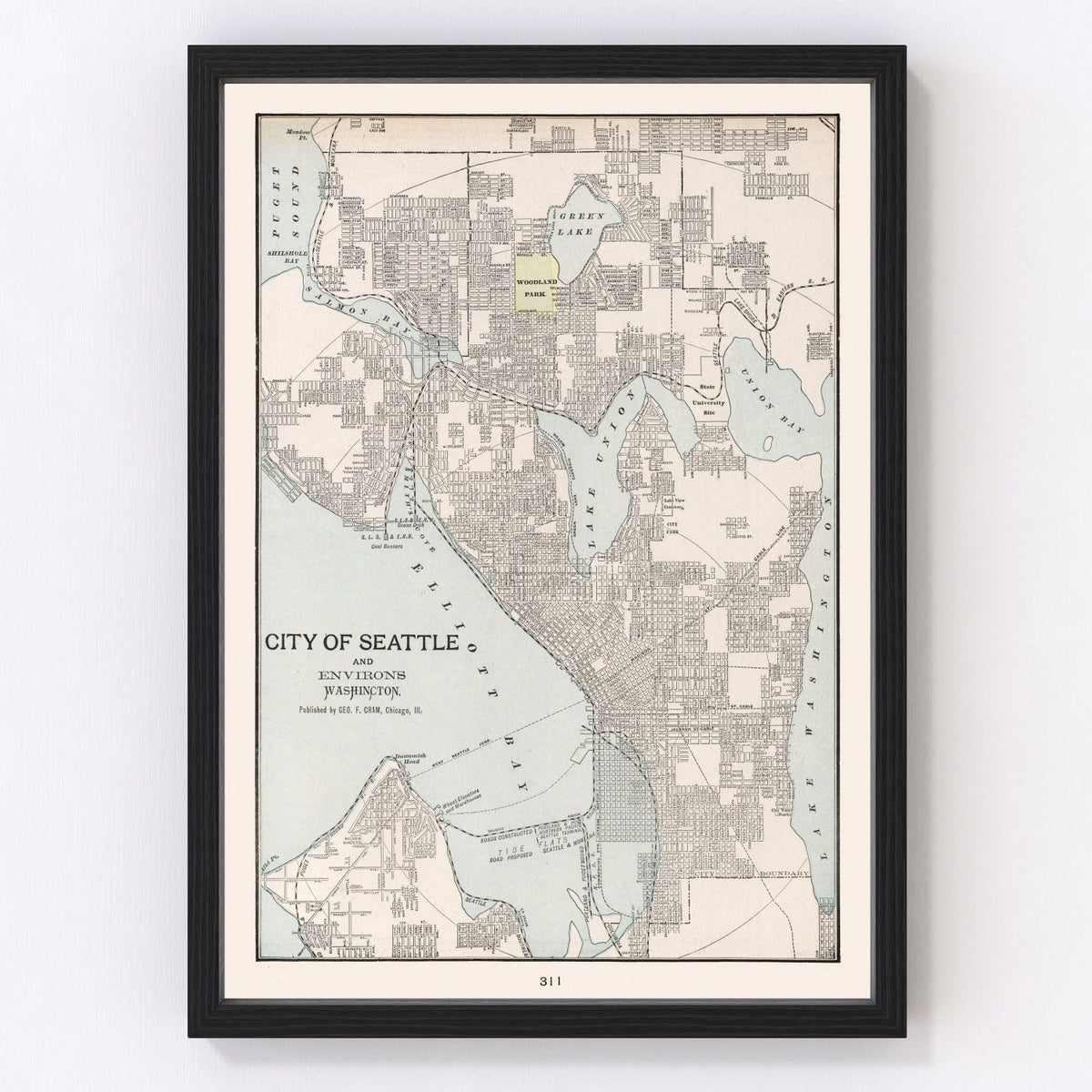 Seattle Vintage Map 1901