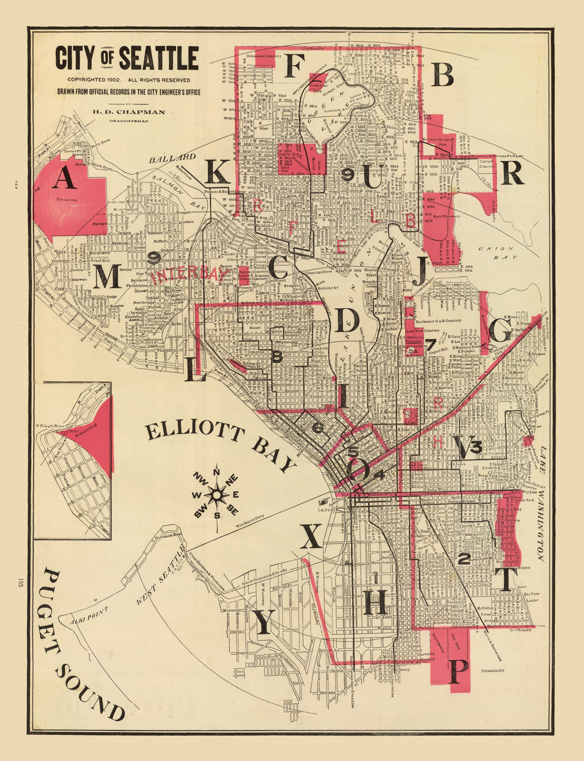 Preview of Vintage Map of Seattle, Washington 1909