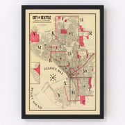 Seattle Vintage Map 1909