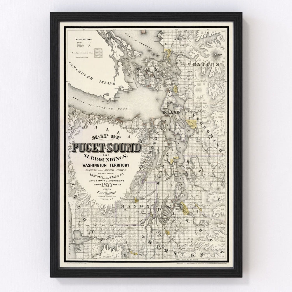 Seattle Vintage Map 1877