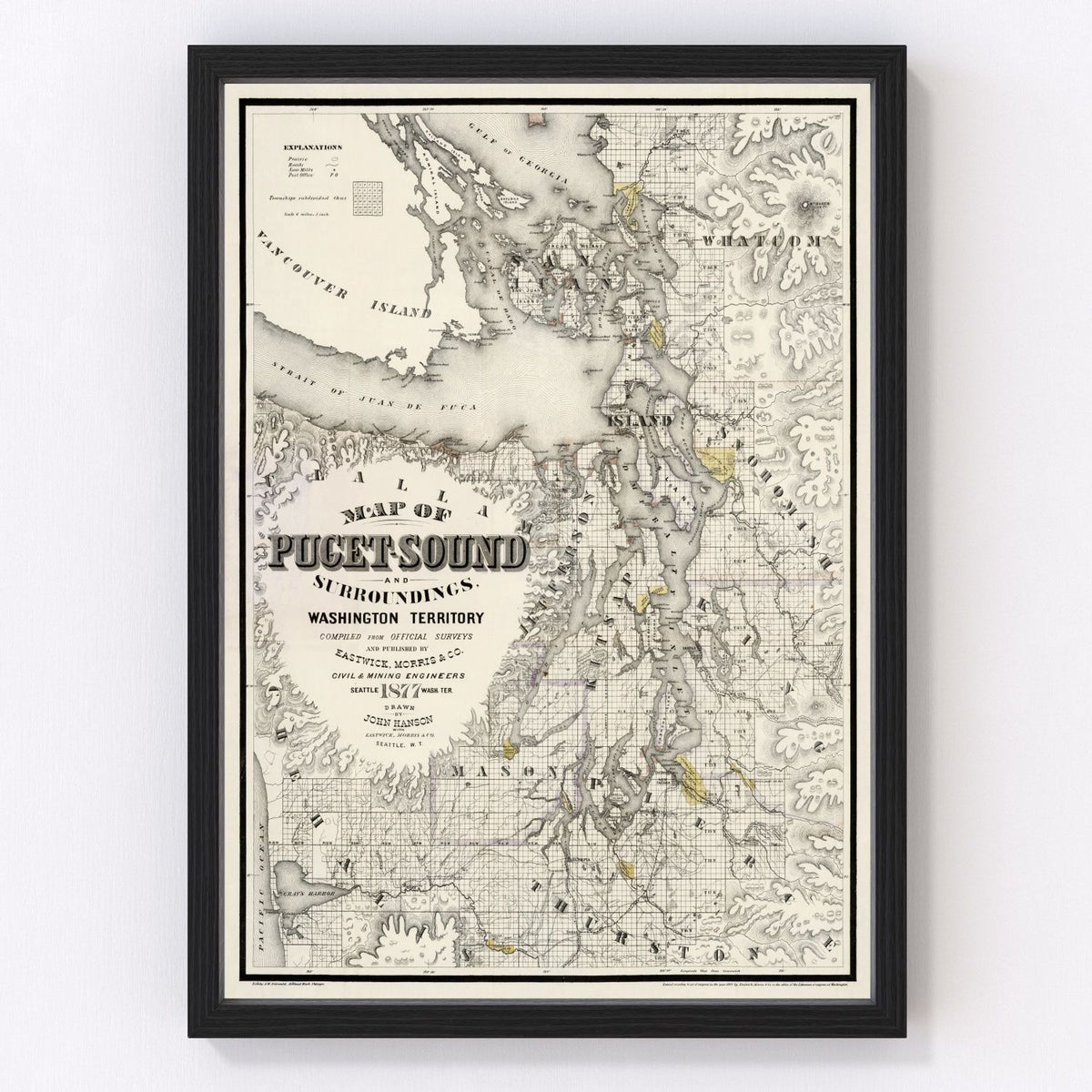 Seattle Vintage Map 1877