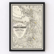 Seattle Vintage Map 1877