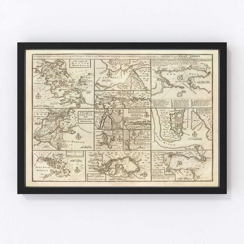 Boston Vintage Map 1747
