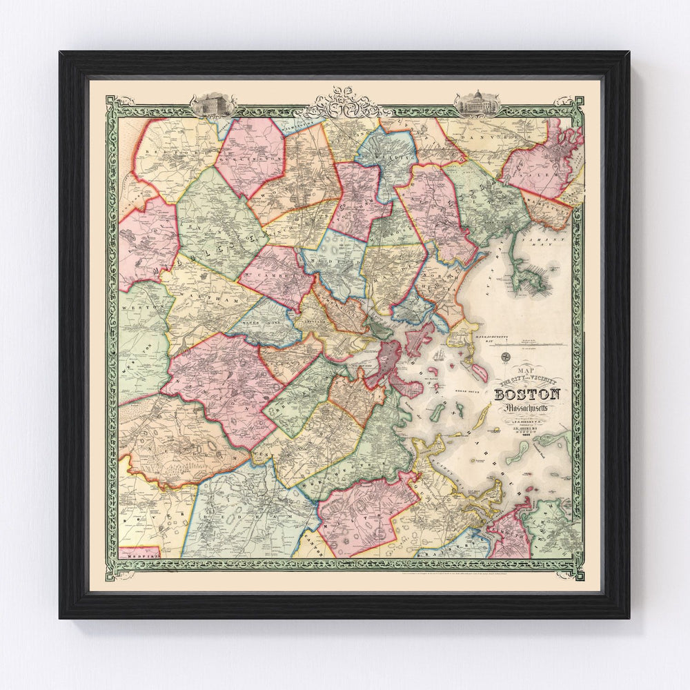 Boston Vintage Map 1852