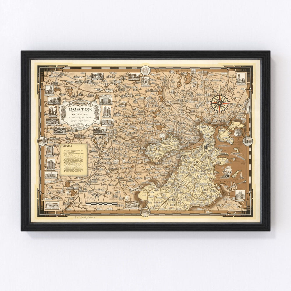 Boston Vintage Map 1938