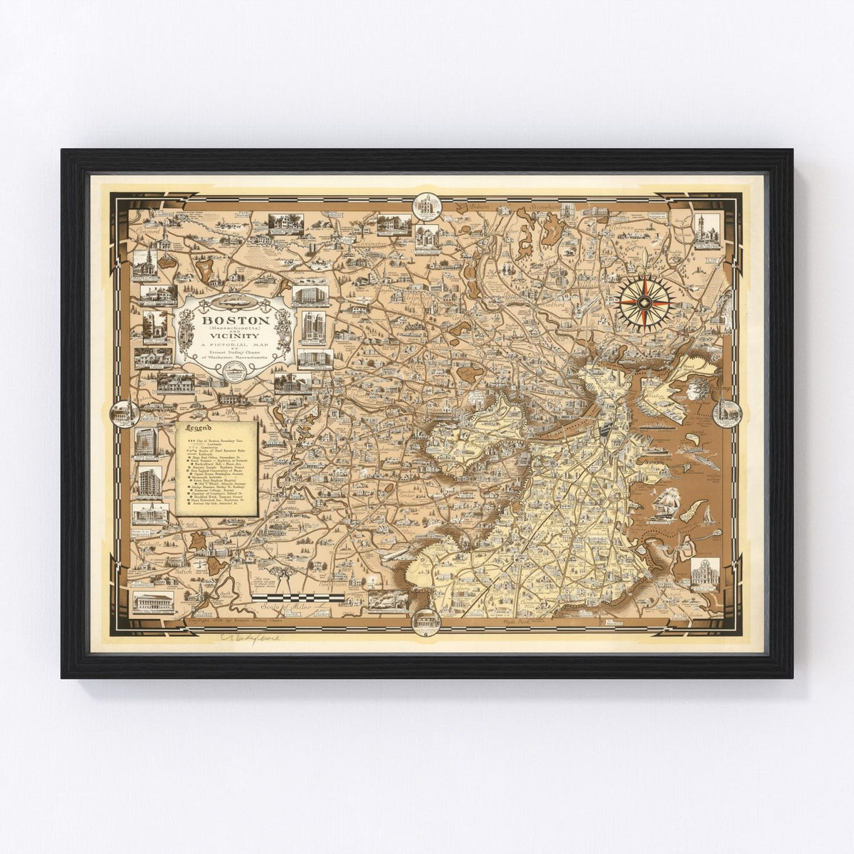 Boston Vintage Map 1938