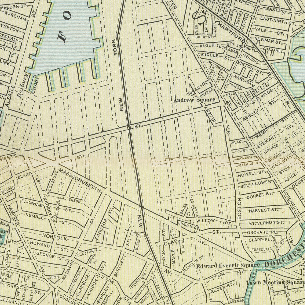 Restored historic details from the 1901 city map of Boston, Massachusetts