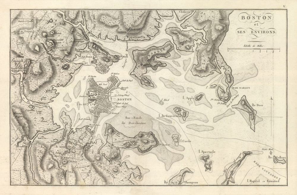 Vintage Map of Boston, Massachusetts 1807 print style example