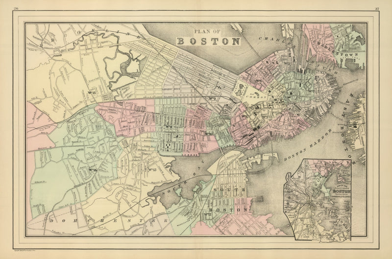 Size comparison using Vintage Map of Boston, Massachusetts 1886
