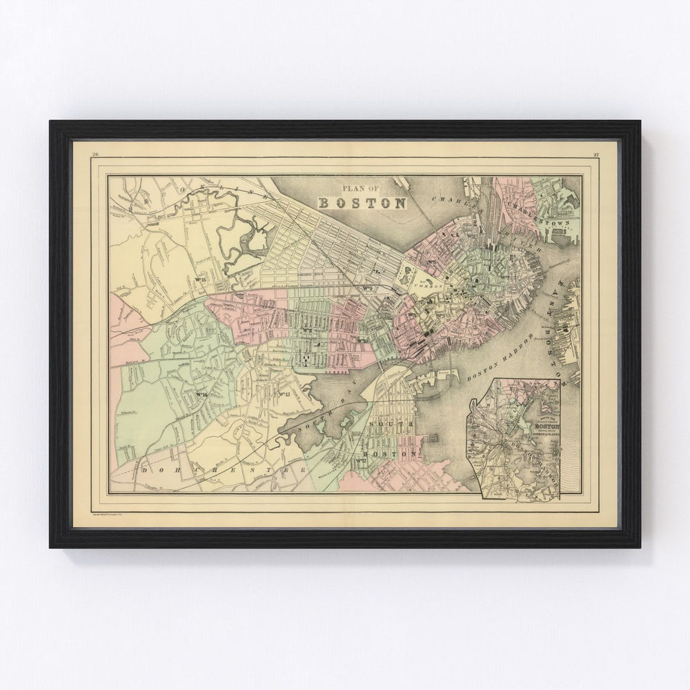 Boston Vintage Map 1886