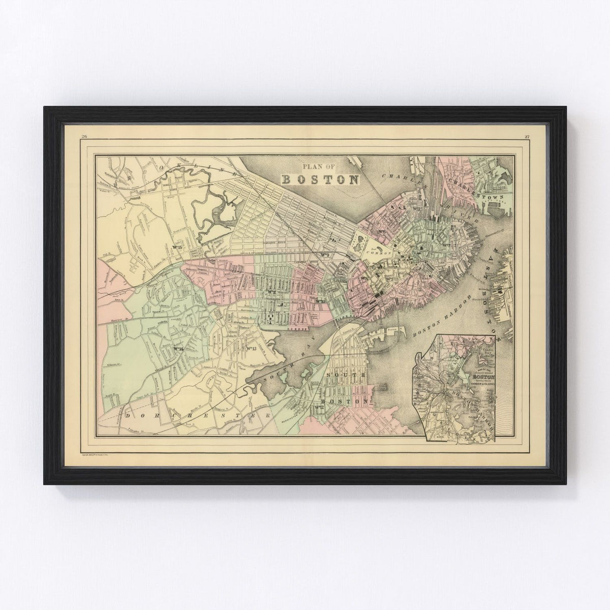 Boston Vintage Map 1886