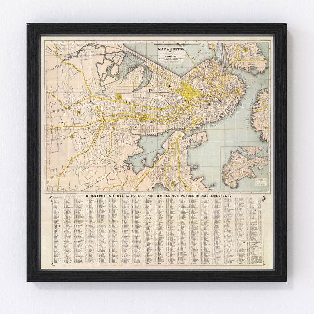 Boston Vintage Map 1872