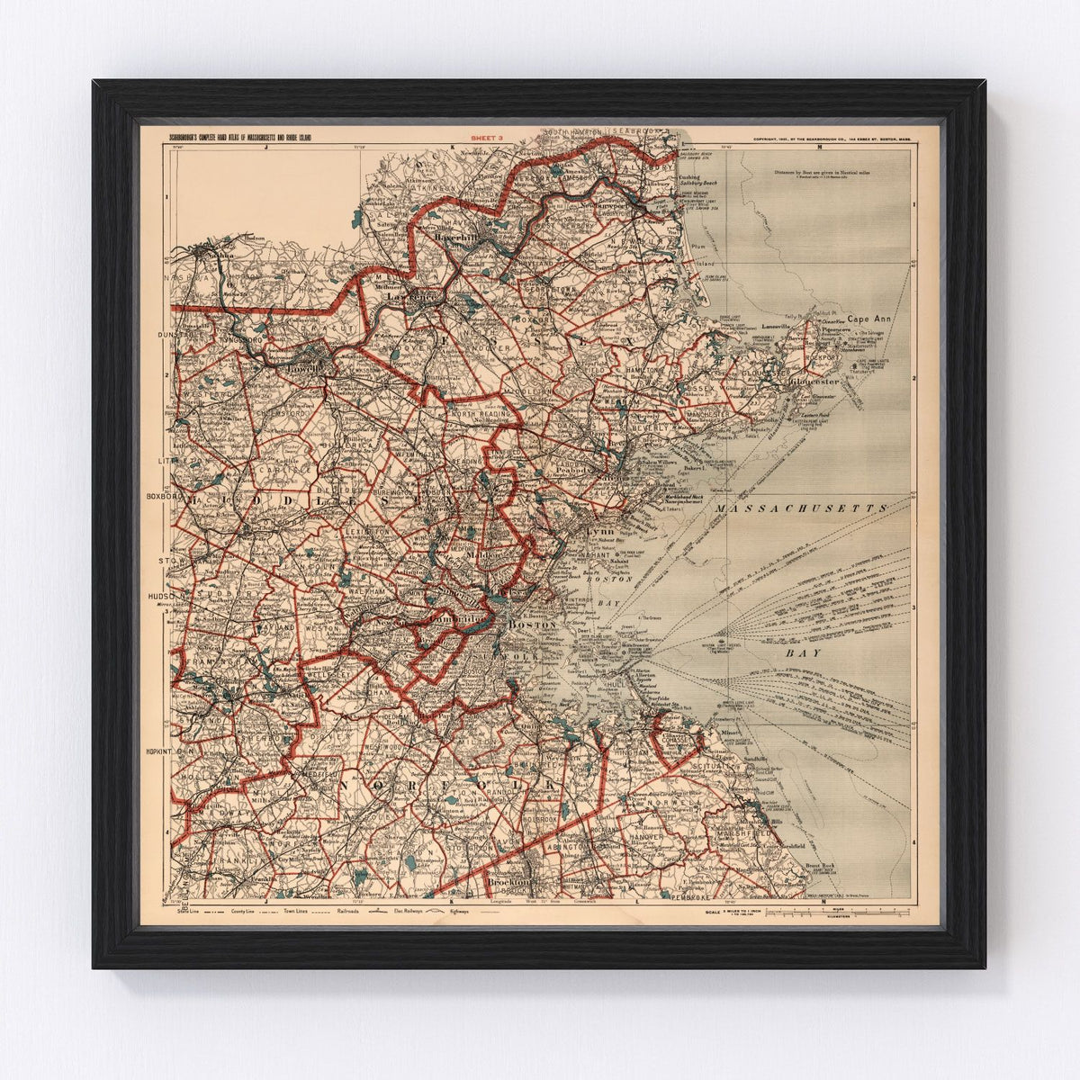 Boston Vintage Map 1905