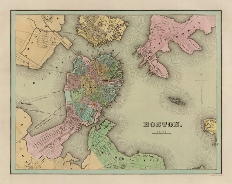 Size comparison using Vintage Map of Boston, Massachusetts 1838