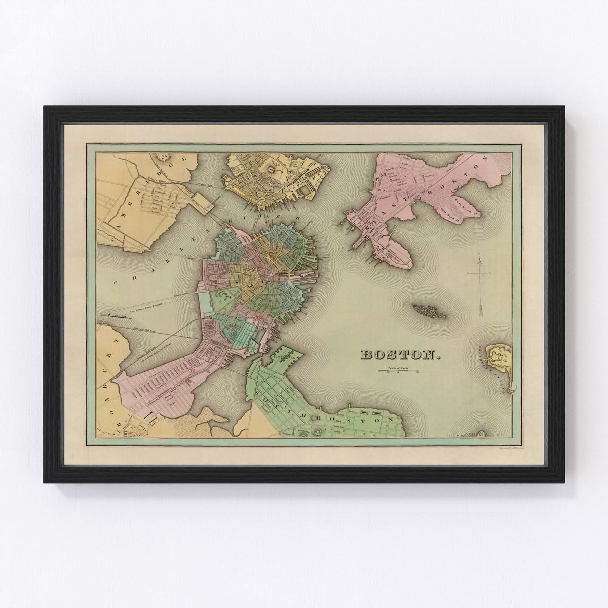 Boston Vintage Map 1838