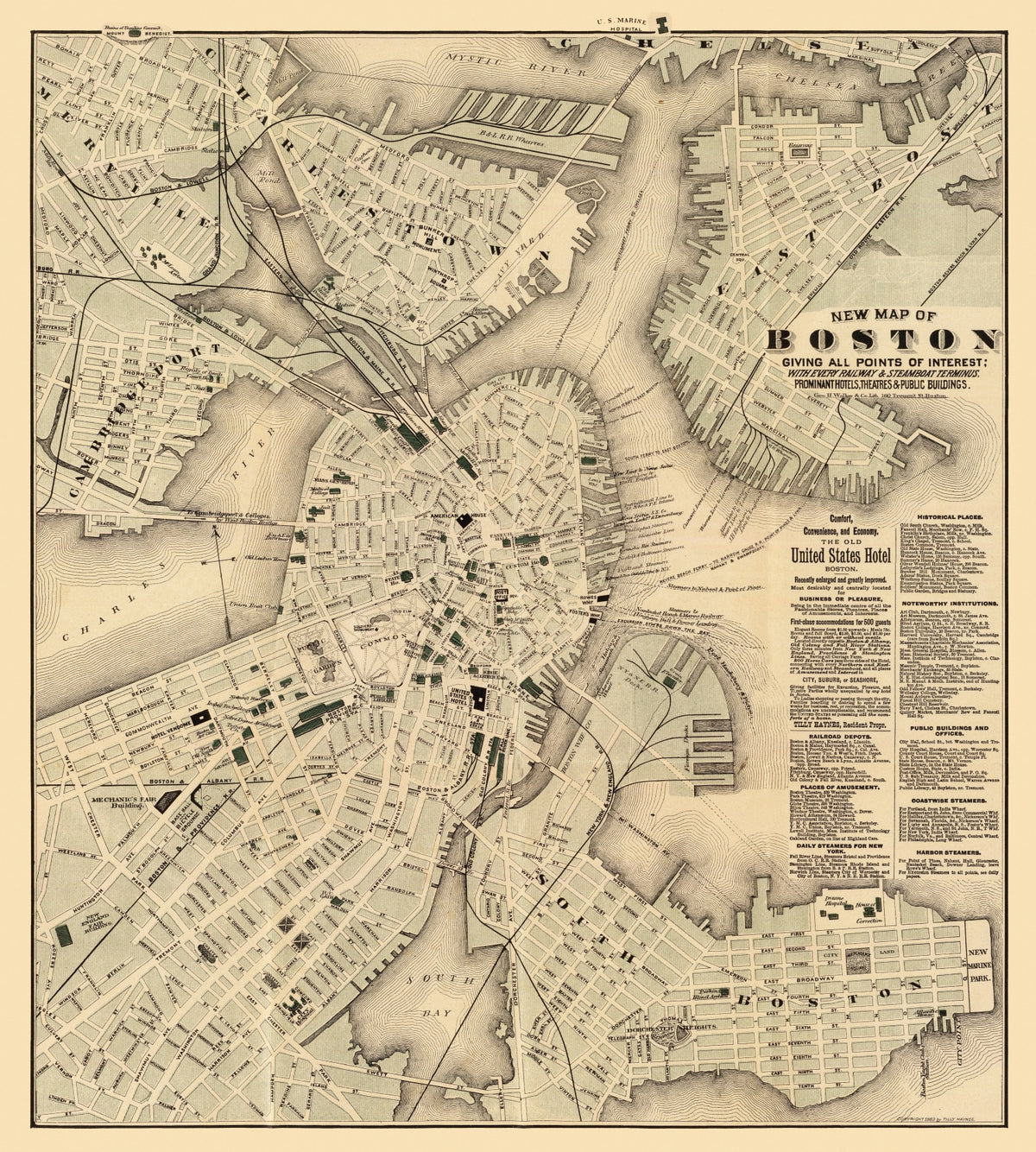 Preview of Vintage Map of Boston, Massachusetts 1884