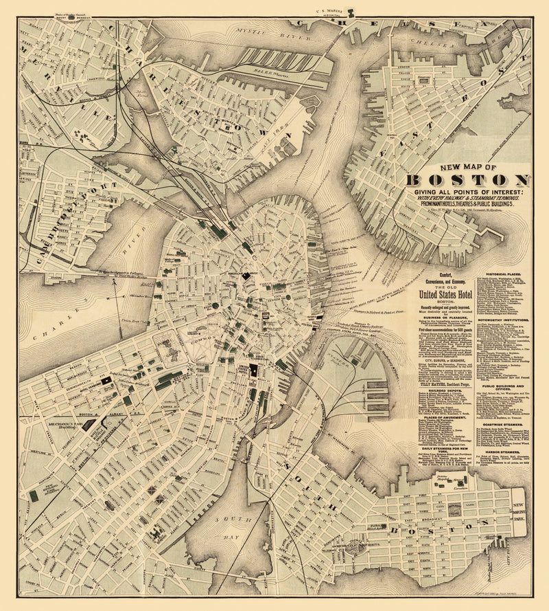 Size comparison using Vintage Map of Boston, Massachusetts 1884