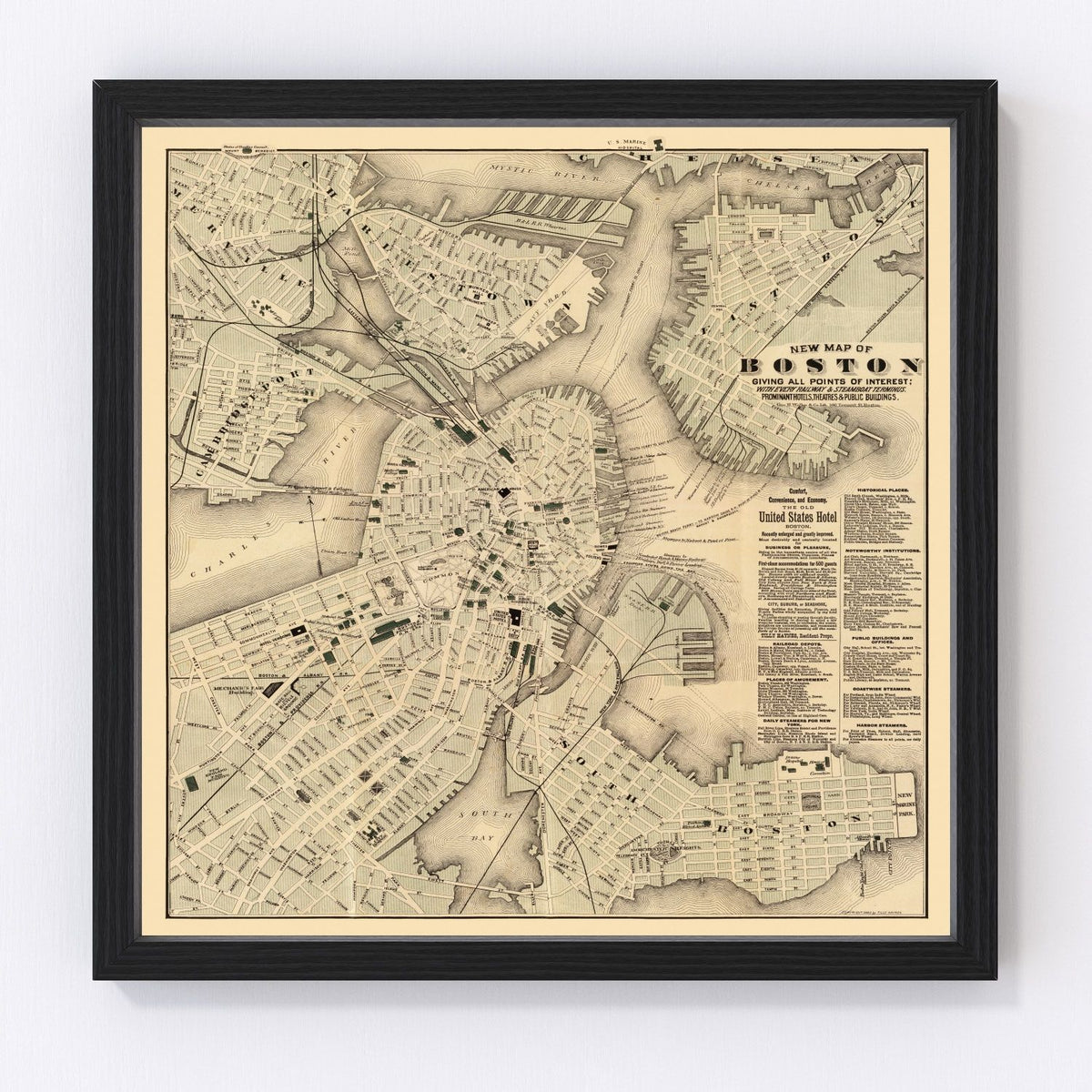 Boston Vintage Map 1884