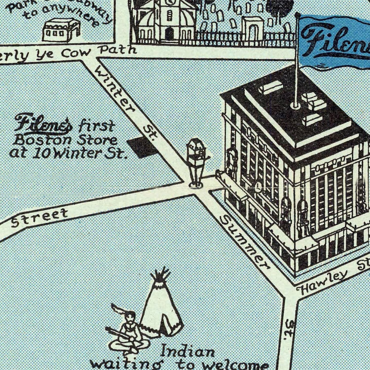 Restored historic details from the 1926 city map of Boston, Massachusetts