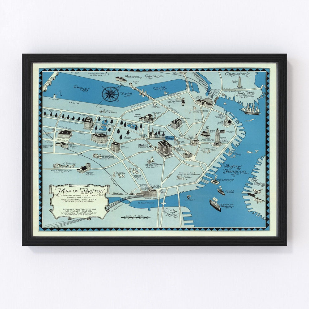 Boston Vintage Map 1926