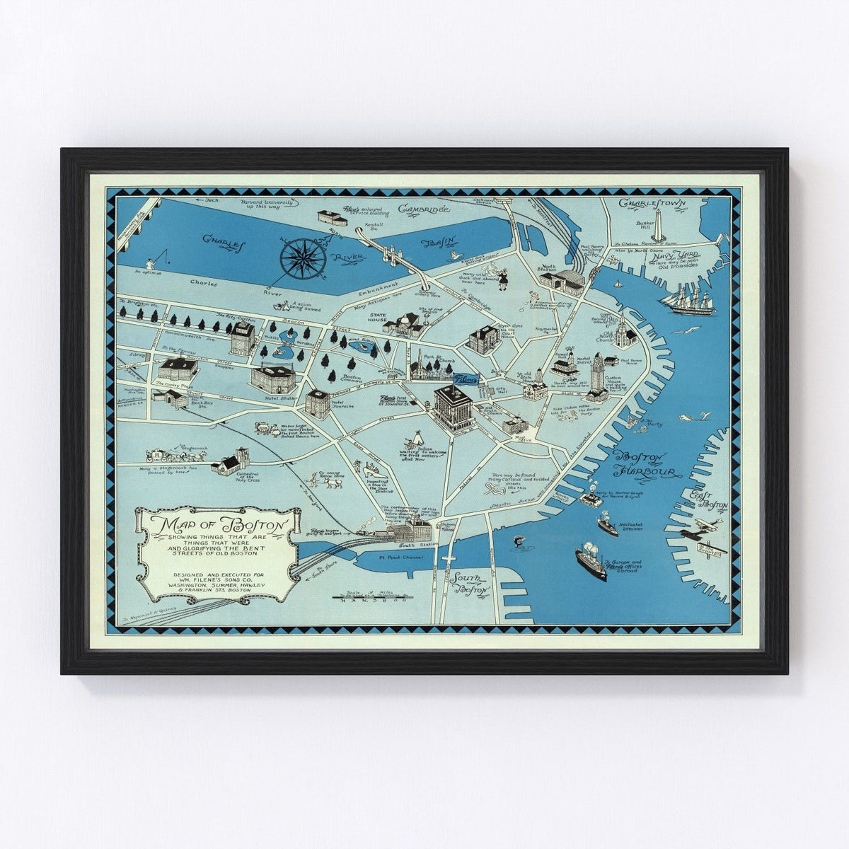 Boston Vintage Map 1926