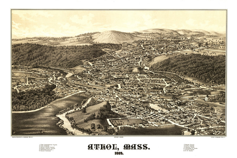 Size comparison using Vintage Map of Athol, Massachusetts 1887