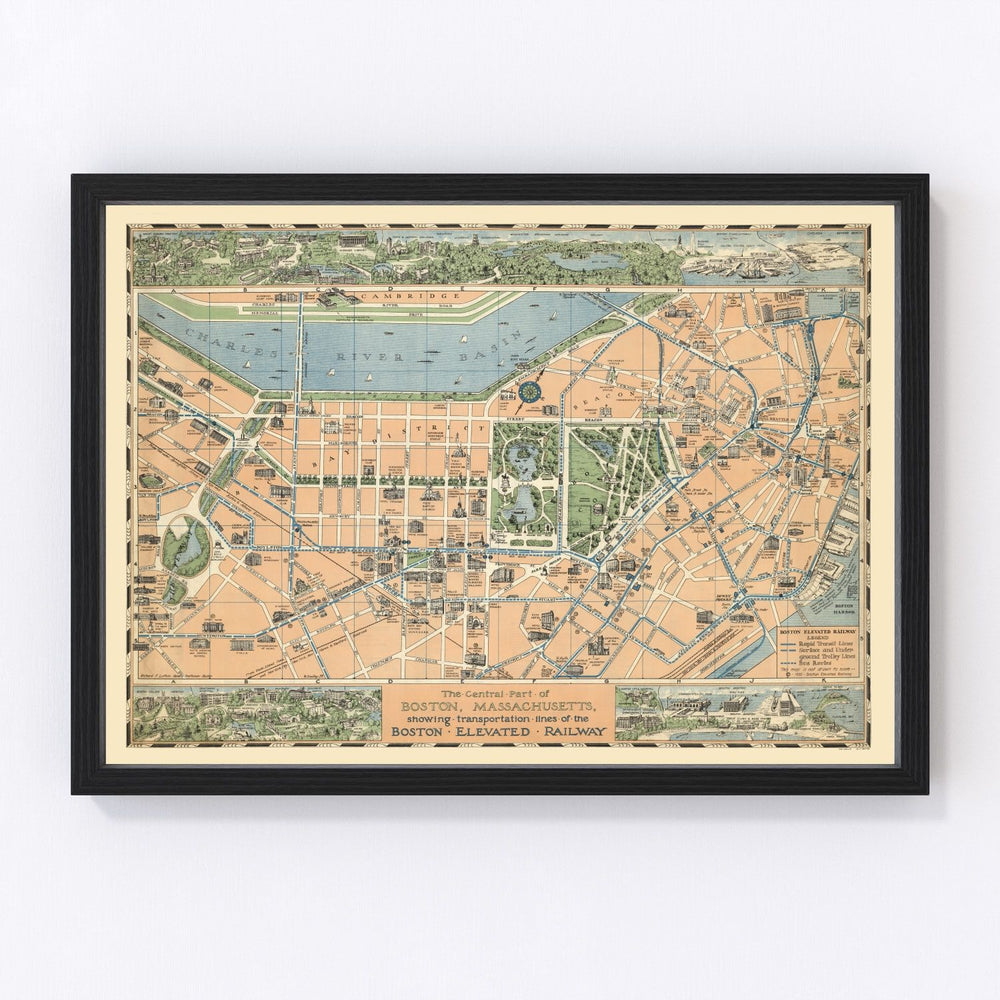 Boston Vintage Map 1930