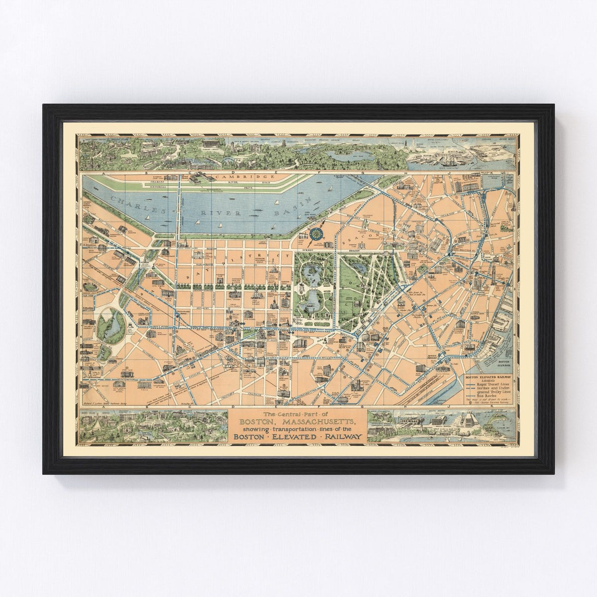 Boston Vintage Map 1930