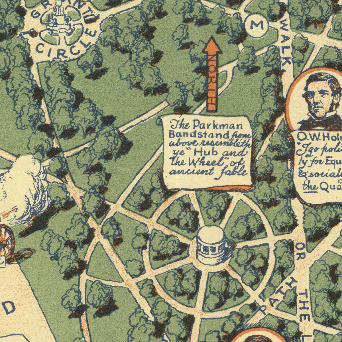 Restored historic details from the 1930 city map of Boston, Massachusetts