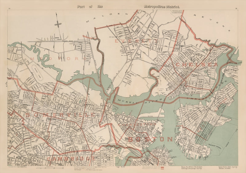 Size comparison using Vintage Map of Boston, Massachusetts 1891
