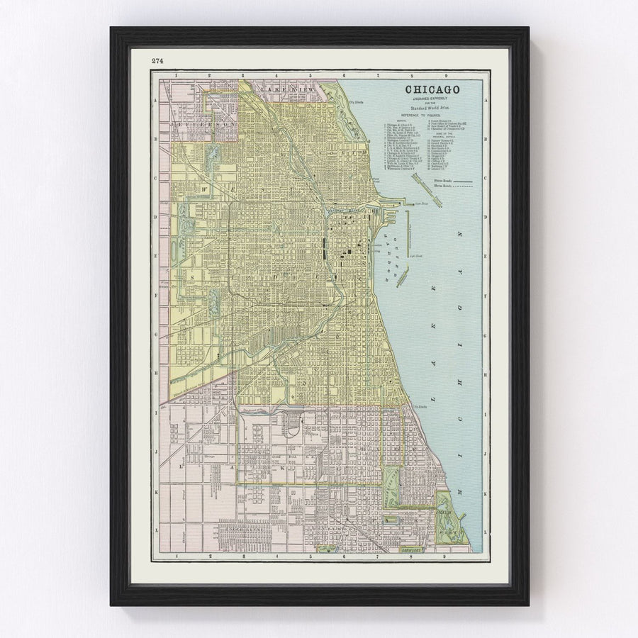 Chicago Vintage Map 1889
