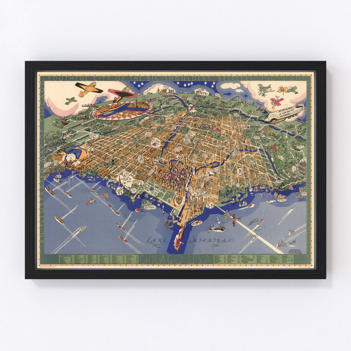 Chicago Vintage Map 1931