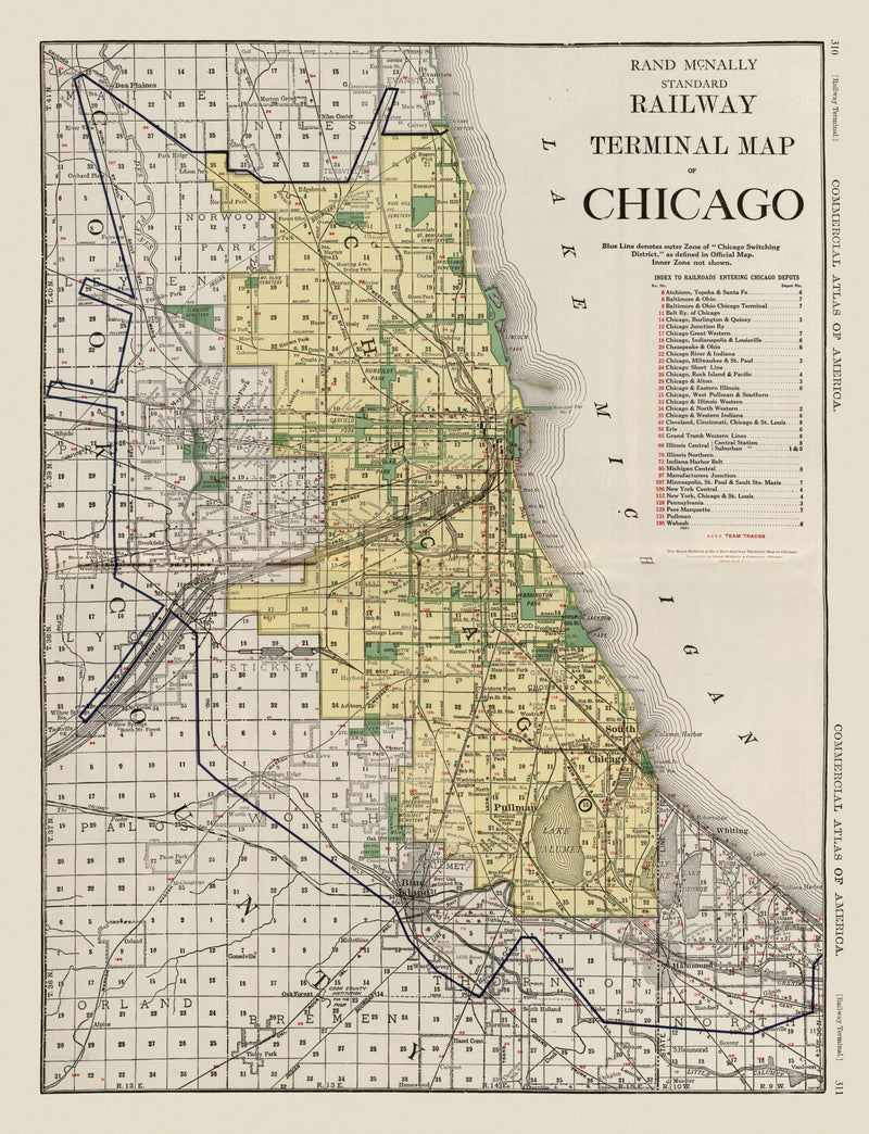 Size comparison using Vintage Map of Chicago, Illinois 1924