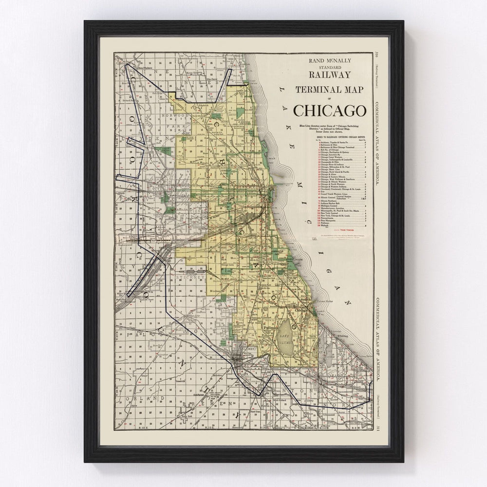 Chicago Vintage Map 1924