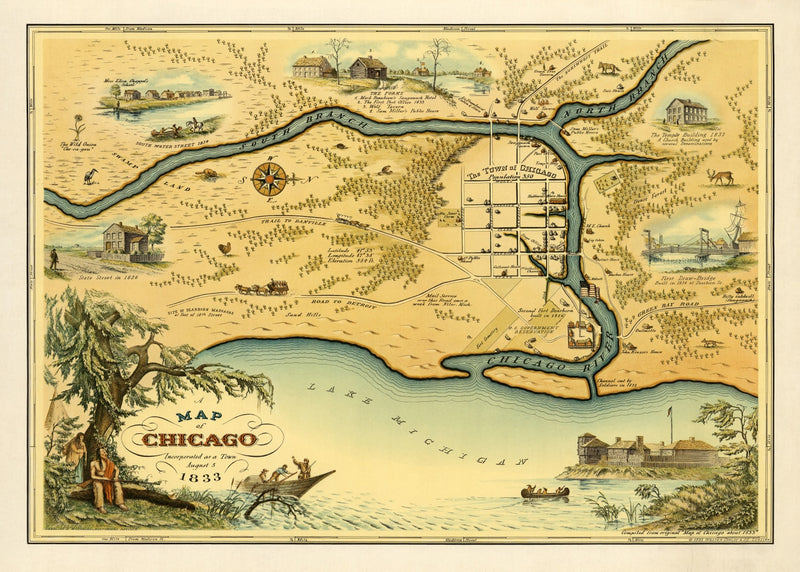 Size comparison using Vintage Map of Chicago, Illinois 1933