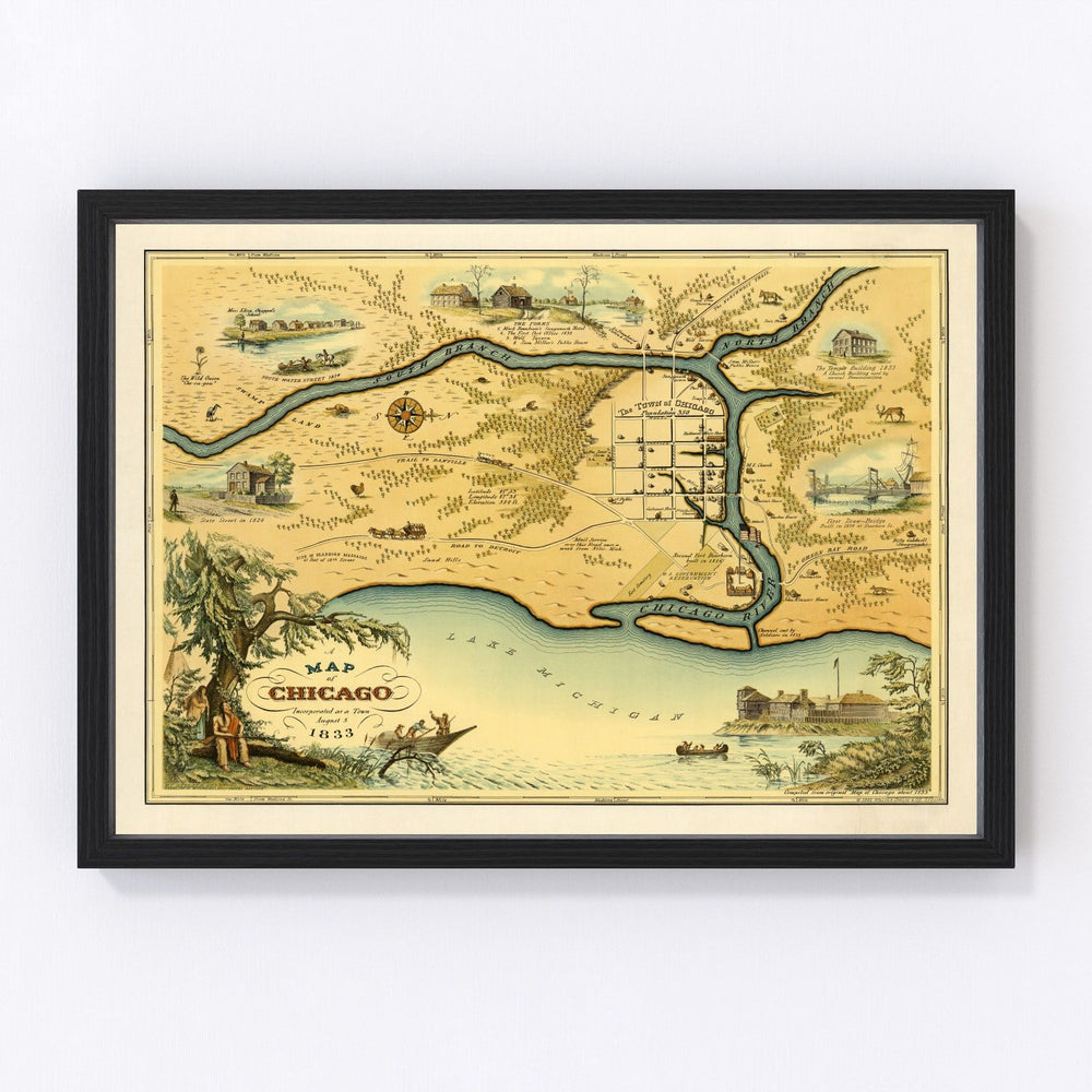 Chicago Vintage Map 1933