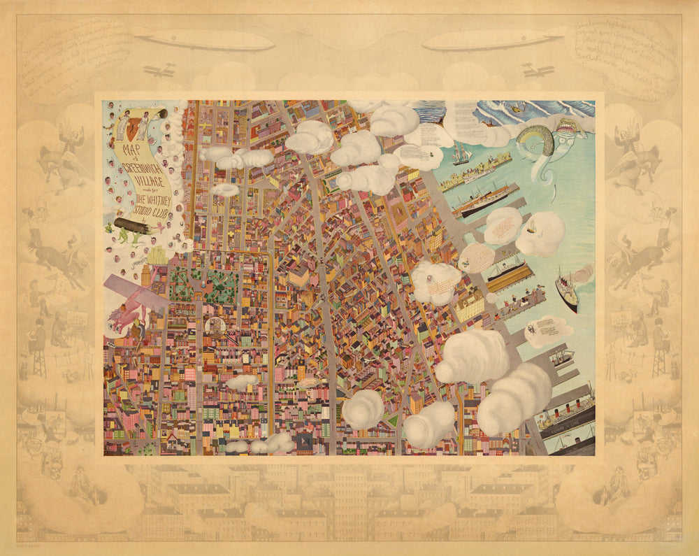 Vintage Map of Greenwich Village, New York 1920 print style example