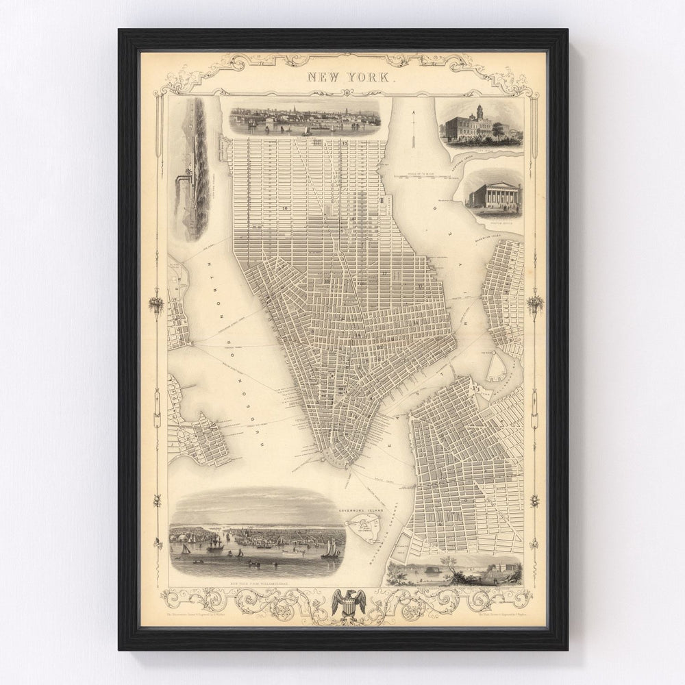 New York City Vintage Map 1851