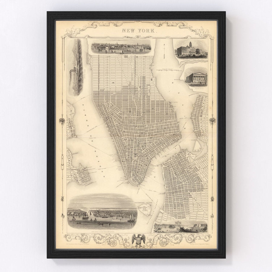 New York City Vintage Map 1851