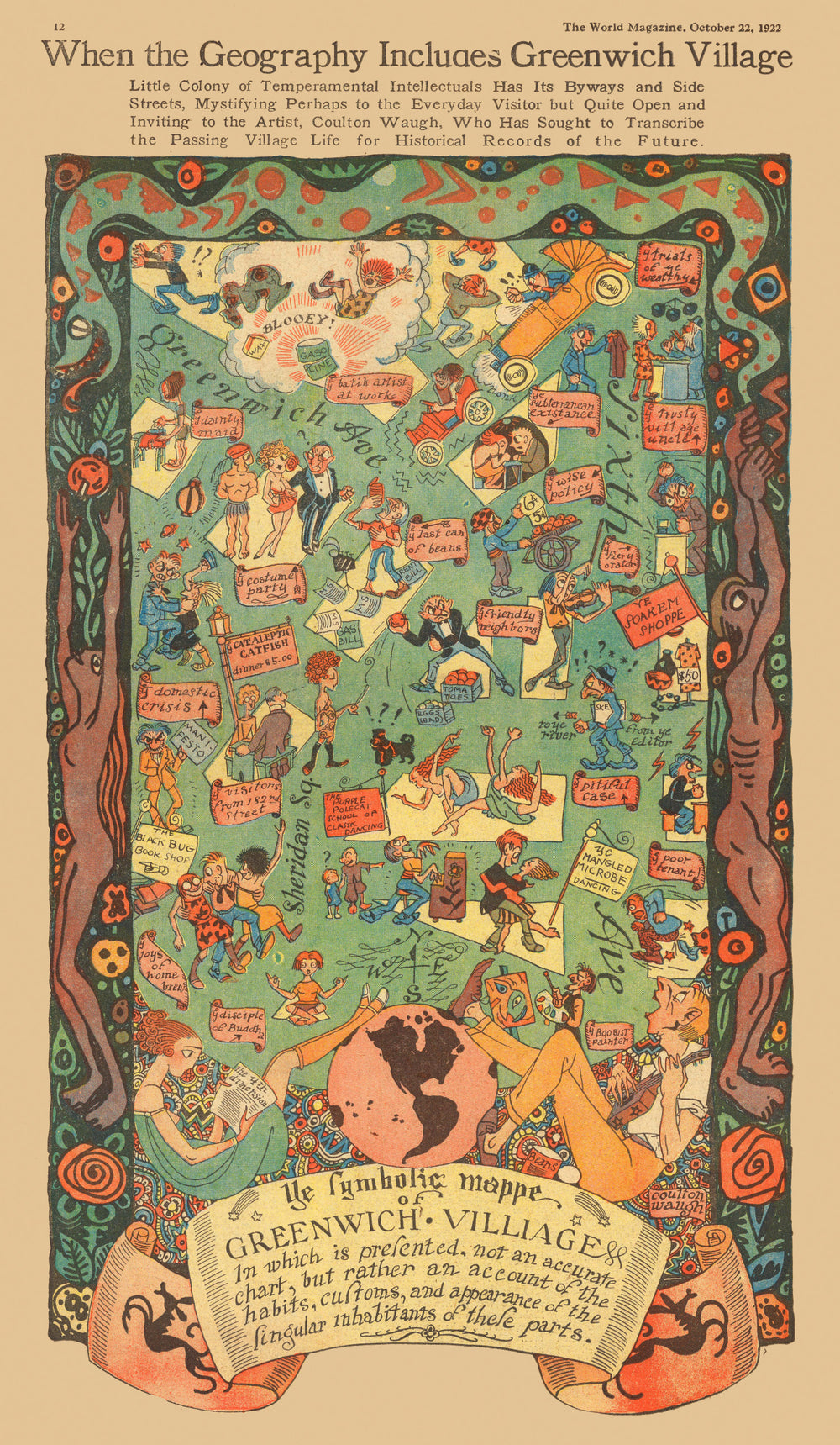 Vintage Map of Greenwich Village, New York 1922 print style example