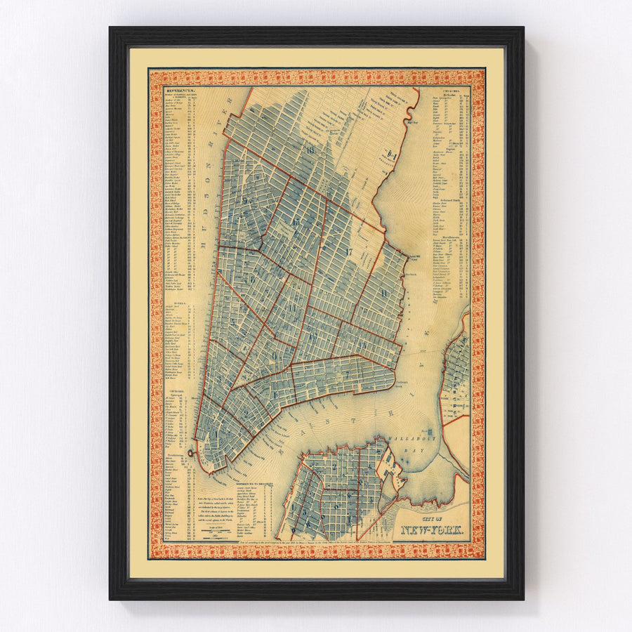 New York City Vintage Map 1846